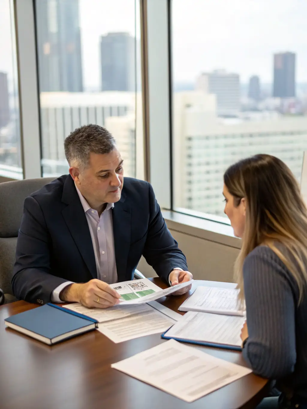 A financial consultant providing personalized advice to a client, showcasing Cashspace.uno's commitment to tailored solutions.